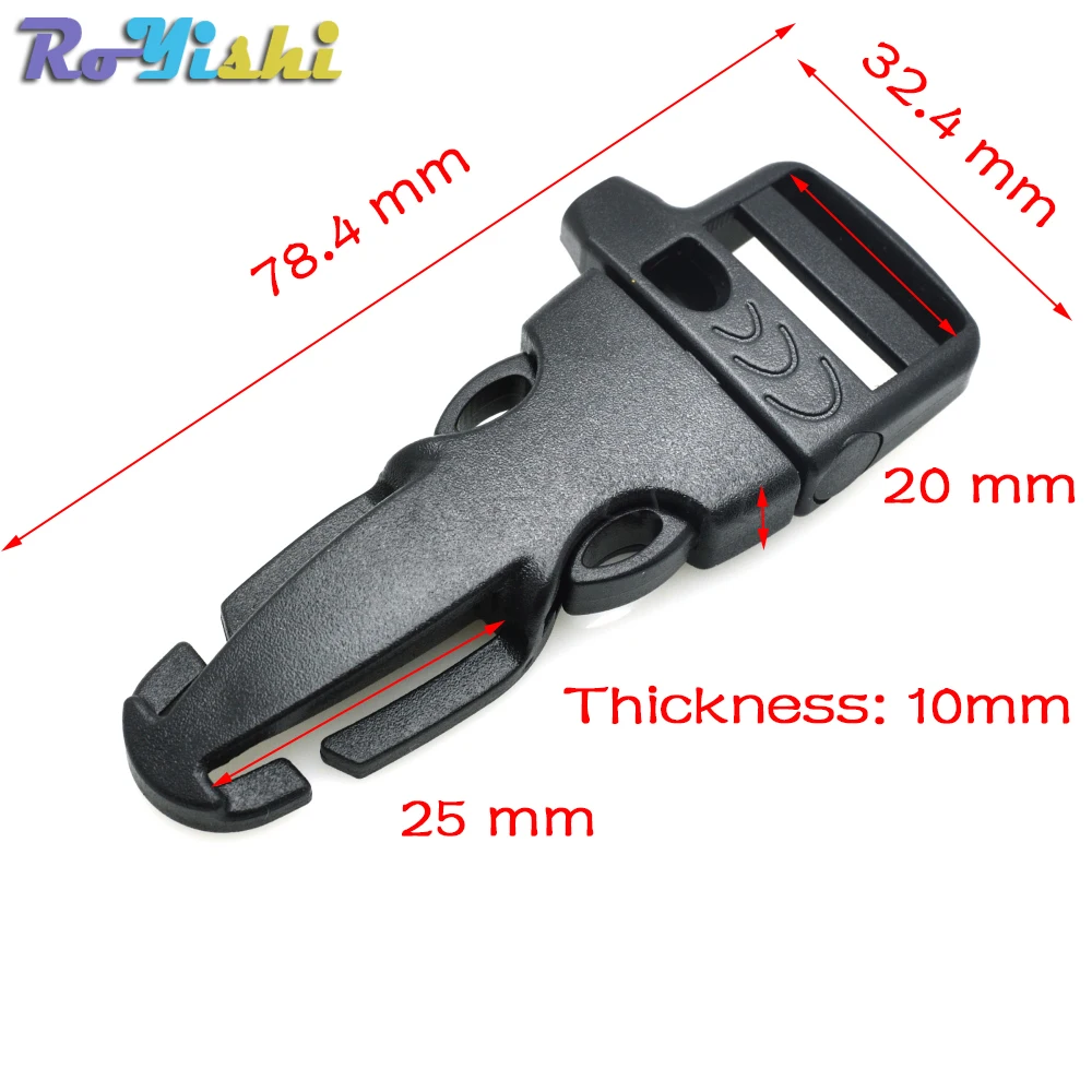 Hebillas de silbato de supervivencia de emergencia para exteriores, hebillas de liberación lateral de plástico, piezas de bolsa para mochila de campamento, 3/4 "(20mm) - imagen 2
