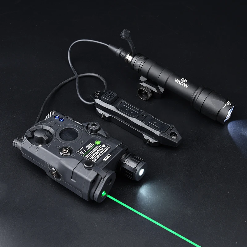 PEQ-15 linterna de Metal de caza con luz blanca LED láser de puntería roja, verde y azul con interruptor de presión de doble función compatible con riel de 20MM - imagen 5