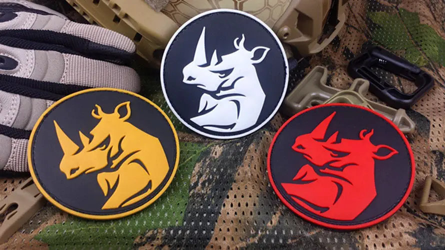RHINO SNIPER HUNTER TACTICAL ARMY AIRSOFT 3D PVC parches de goma, ISAF ARMY MILSPEC SWAT BADGE - imagen 3