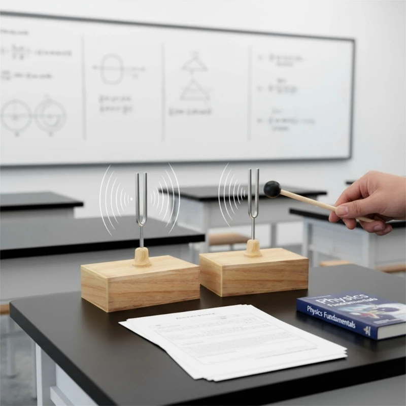 Horquilla resonancia Metal y madera, diapasón educativo adecuado para física escuela secundaria, equipo laboratorio - imagen 3