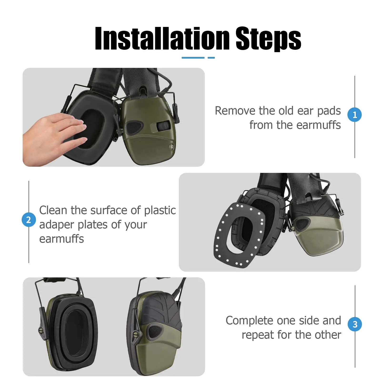 Almohadillas de repuesto de Gel para 3M Peltor/Howard Leight/Walkers Razor, auriculares de protección auditiva, orejera de tiro antiruido - imagen 4