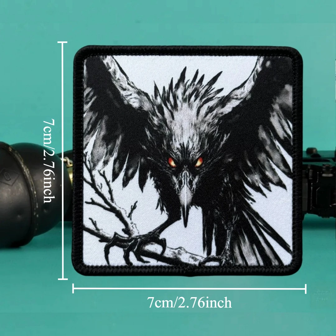 Parche táctico Chevron Black Crow Morale, brazalete del ejército militar, parches de gancho y bucle impresos para ropa, pegatina para mochila - imagen 2