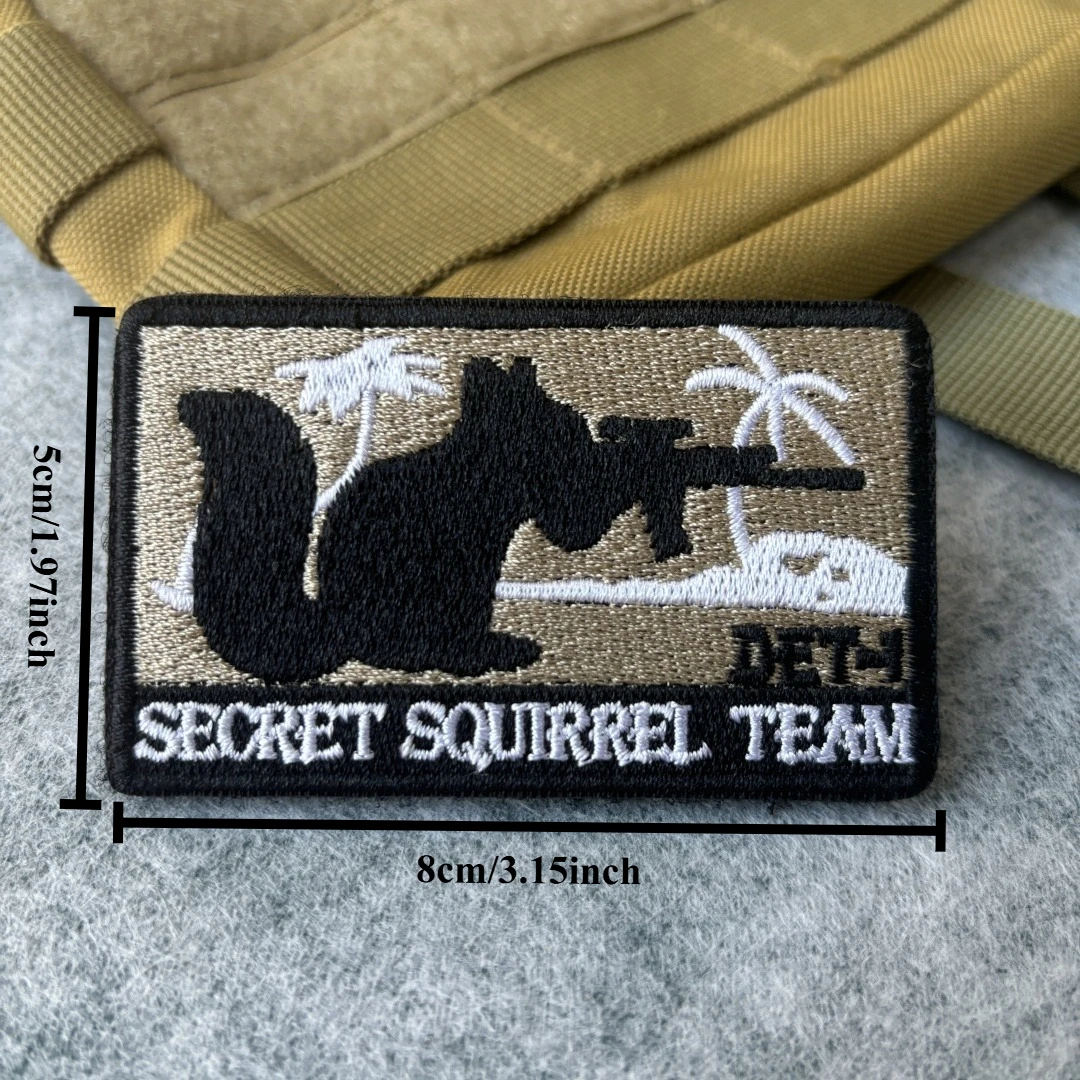 Parche bordado del equipo SECRET SQUIRREL, parche táctico con gancho y bucle de calavera, brazalete del ejército de zorro, insignia de moral militar, pegatinas para mochila - imagen 4