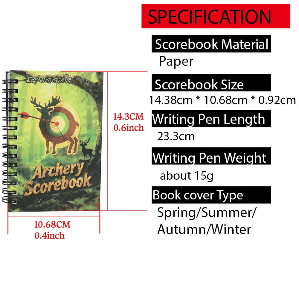 Libro de puntuación de tiro con arco, bolígrafo negro, 50 marcas de papel, cuaderno, libro de puntuación de competición, libro de puntuación de entrenamiento de tiro, libro de puntuación portátil - imagen 2