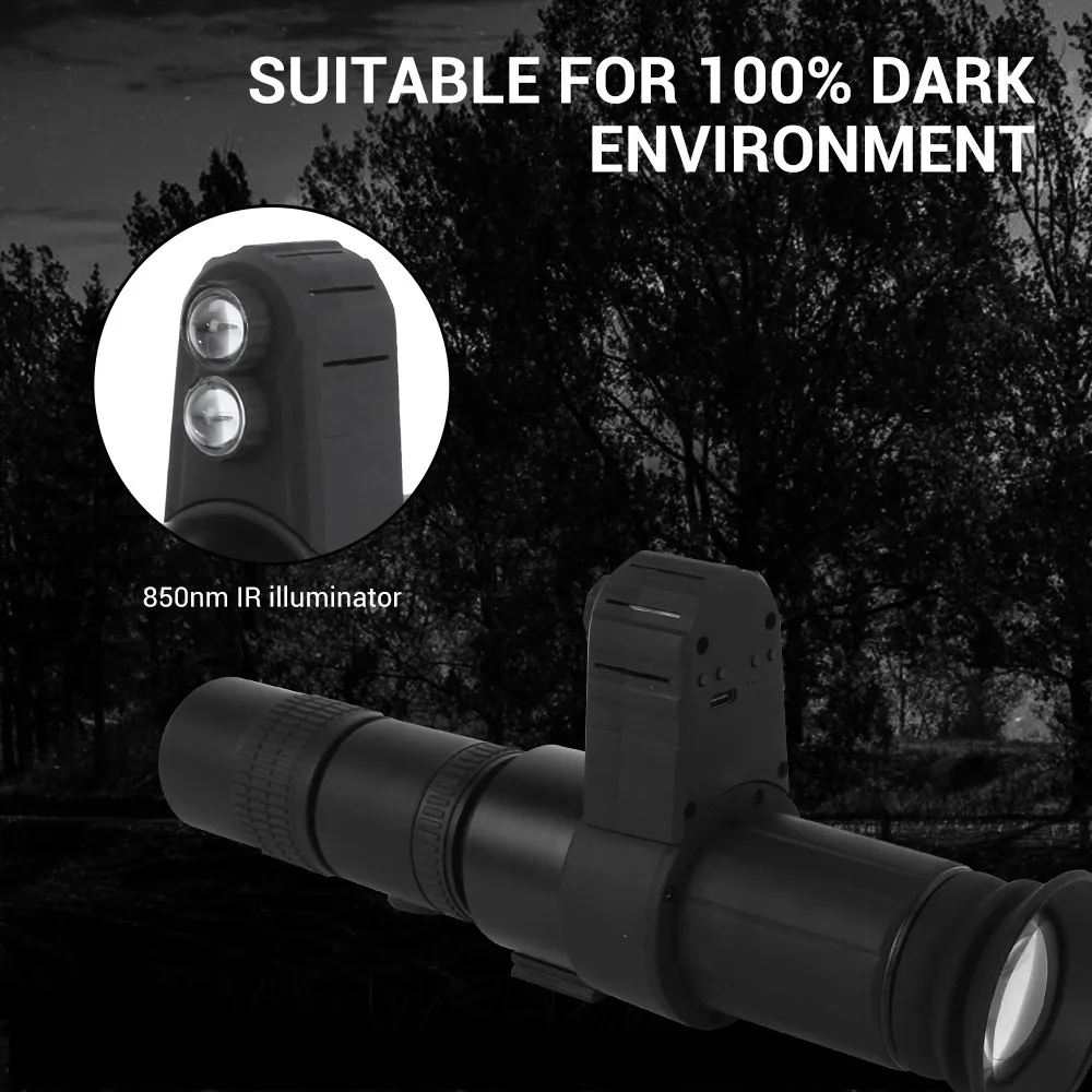 Mira telescópica de visión nocturna, Monocular HD con visor óptico infrarrojo para caza al aire libre, Camping, visión completa de la oscuridad - imagen 5