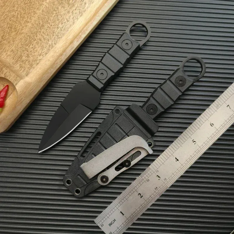 Mini cuchillo recto de aventura para acampar al aire libre, cuchillo de supervivencia de autodefensa portátil edc con funda K, alta dureza. - imagen 3