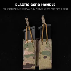 Bolsa Mag para pistola doble individual Attacker, 9mm.40S & W, funda para revista de pistola, Molle, mango de cordón elástico de extracción rápida, portador Mag
