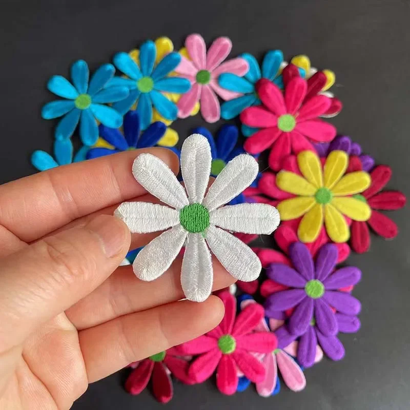 Parche de apliques florales para ropa, 5,5 CM/10 piezas, pegatinas de tela de flores Galsang, parches bordados para planchar para vestido, chaqueta, ropa - imagen 3