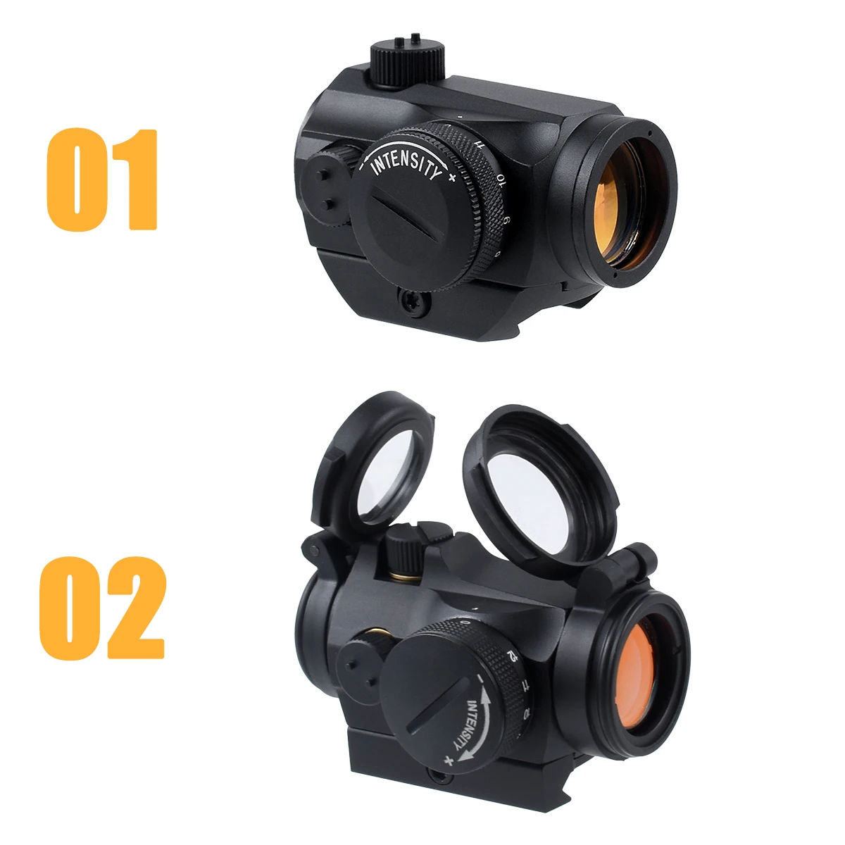 Mira de punto rojo T01 T02 2MOA, óptica de mira réflex táctica de 1x22mm, mira de punto rojo con soporte elevador de unidad con logotipo de marcado Original - imagen 3