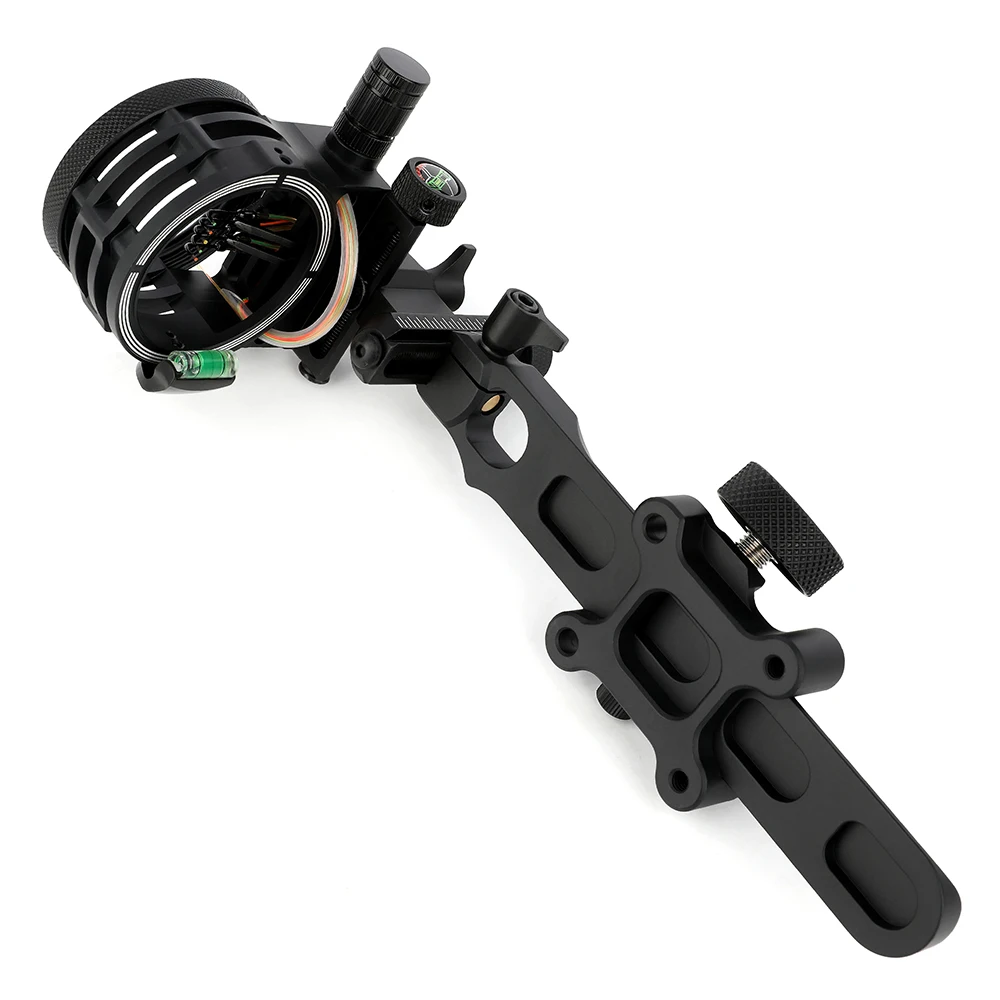 Mira de arco compuesto de 5 agujas, ajuste de cuatro vías, aleación de aluminio CNC, escala transparente L/R, arco manual, tiro con arco, mira de tiro con arco - imagen 4