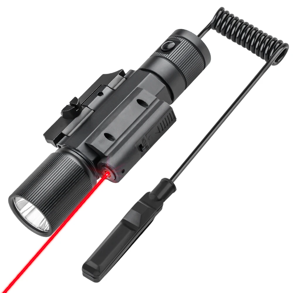 Luz de pistola, mira láser roja y verde, Combo de pistola de caza, linterna montada en riel para Rifles de pistola con interruptor de presión remoto