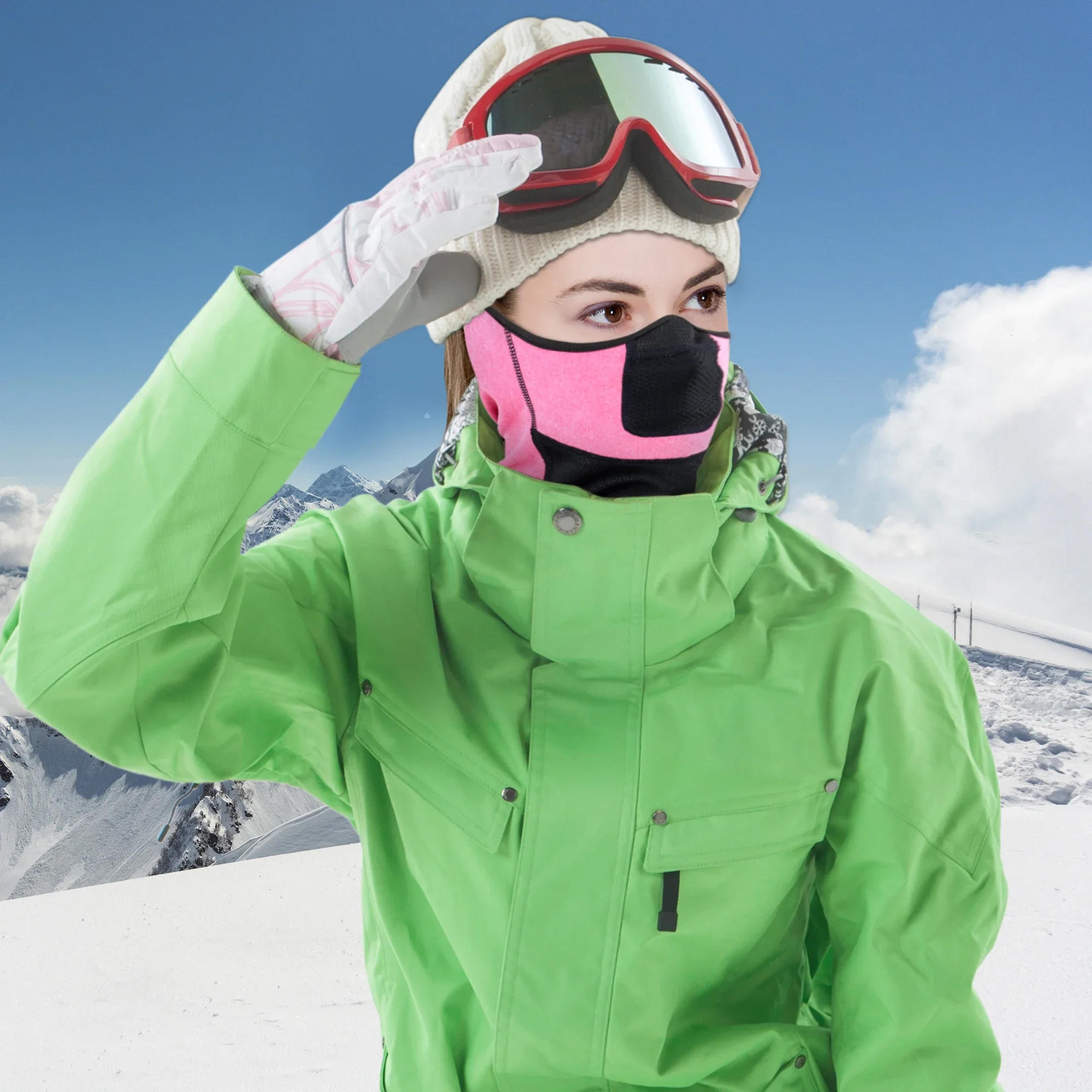 Pañuelo de lana para invierno, mascarillas faciales más cálidas, polaina para el cuello, cubierta deportiva para las orejas, Snowboard, esquí, senderismo, ciclismo, medio bufanda de tubo negro para hombres y mujeres - imagen 4