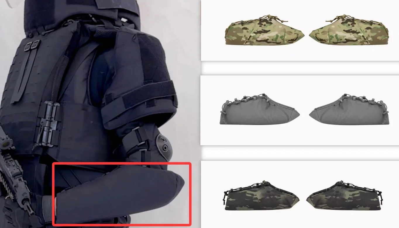 Chaleco táctico Equipo de protección para juegos de paintball: protectores de cuello, hombros, brazos, piernas y equipo de camuflaje negro - imagen 3