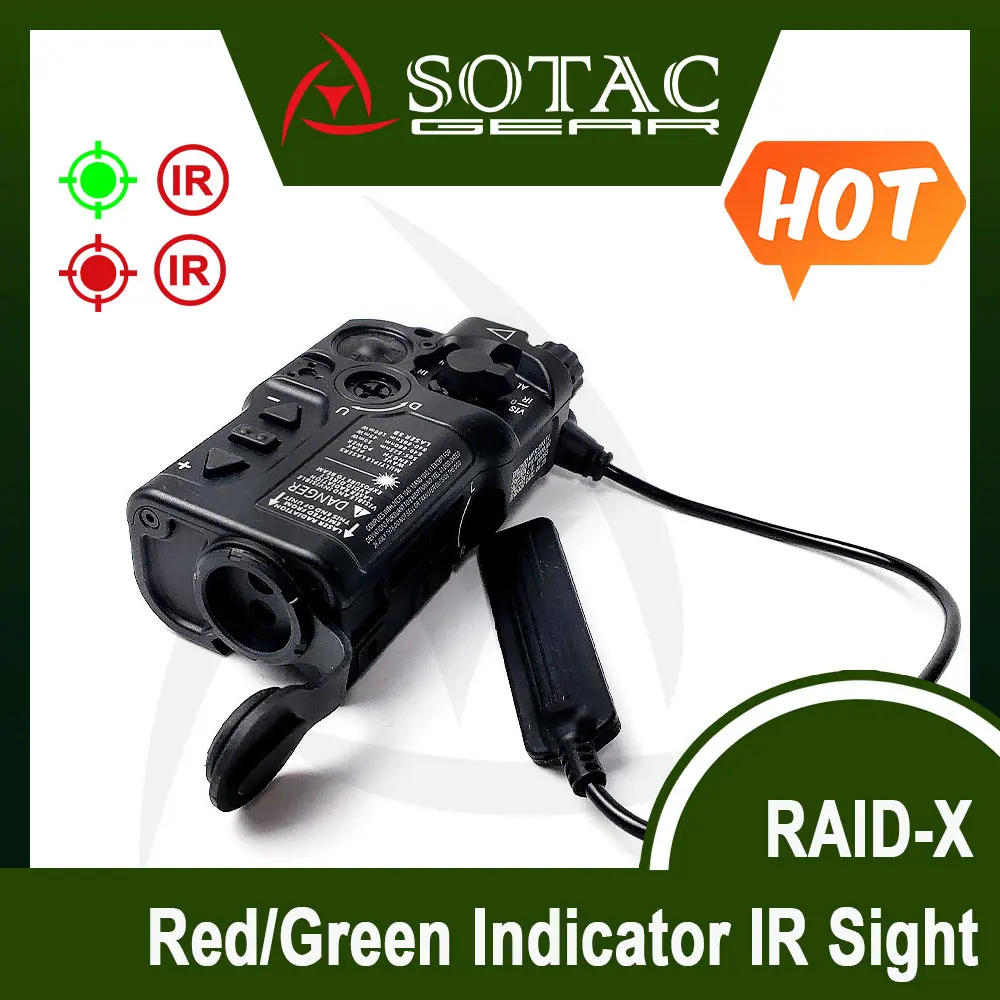 Mira táctica RAID-X verde/roja La-ser IR La-ser indicador de doble puntería con interruptor de presión para SOTAC-GEAR de aluminio con riel de 20mm