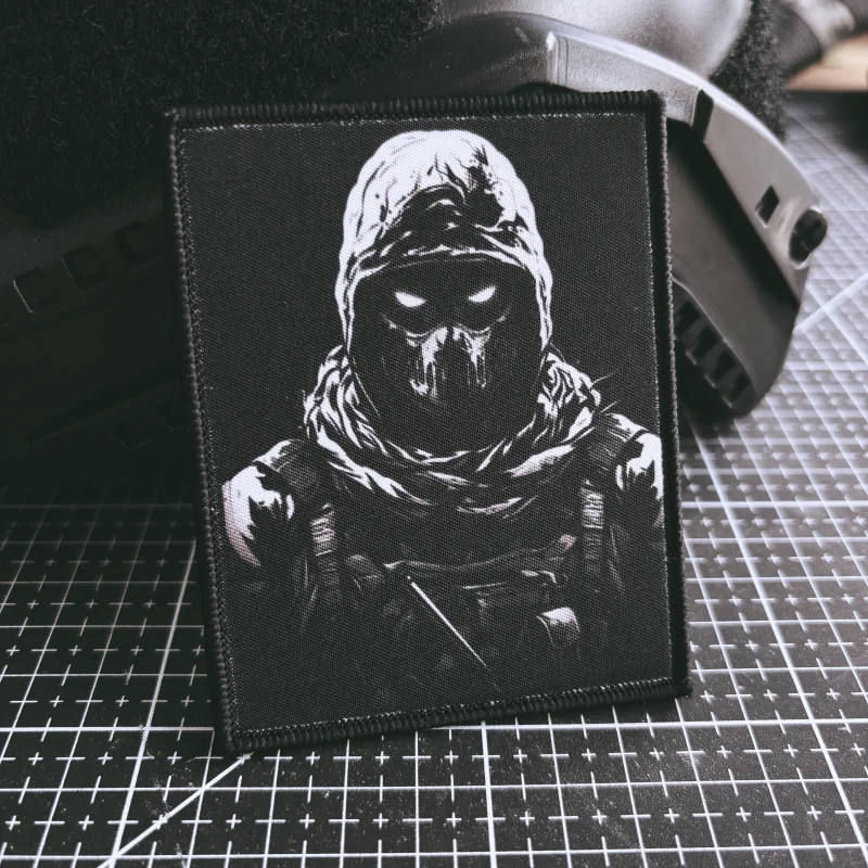 Parche táctico de guerrero oscuro, insignia de moral de soldado Ranger, gancho impreso y bucle, brazalete militar, mochila, apliques adhesivos - imagen 3