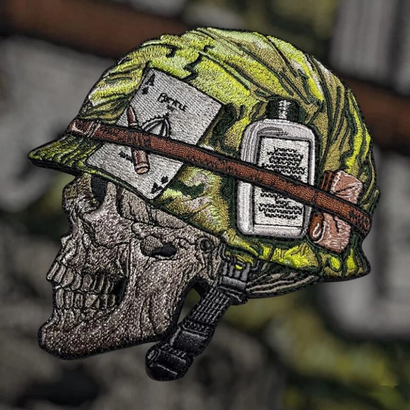 Parches bordados de soldado esqueleto para casco, insignias tácticas militares de calavera médica para ropa, chaleco, bolsa, decoración DIY - imagen 2