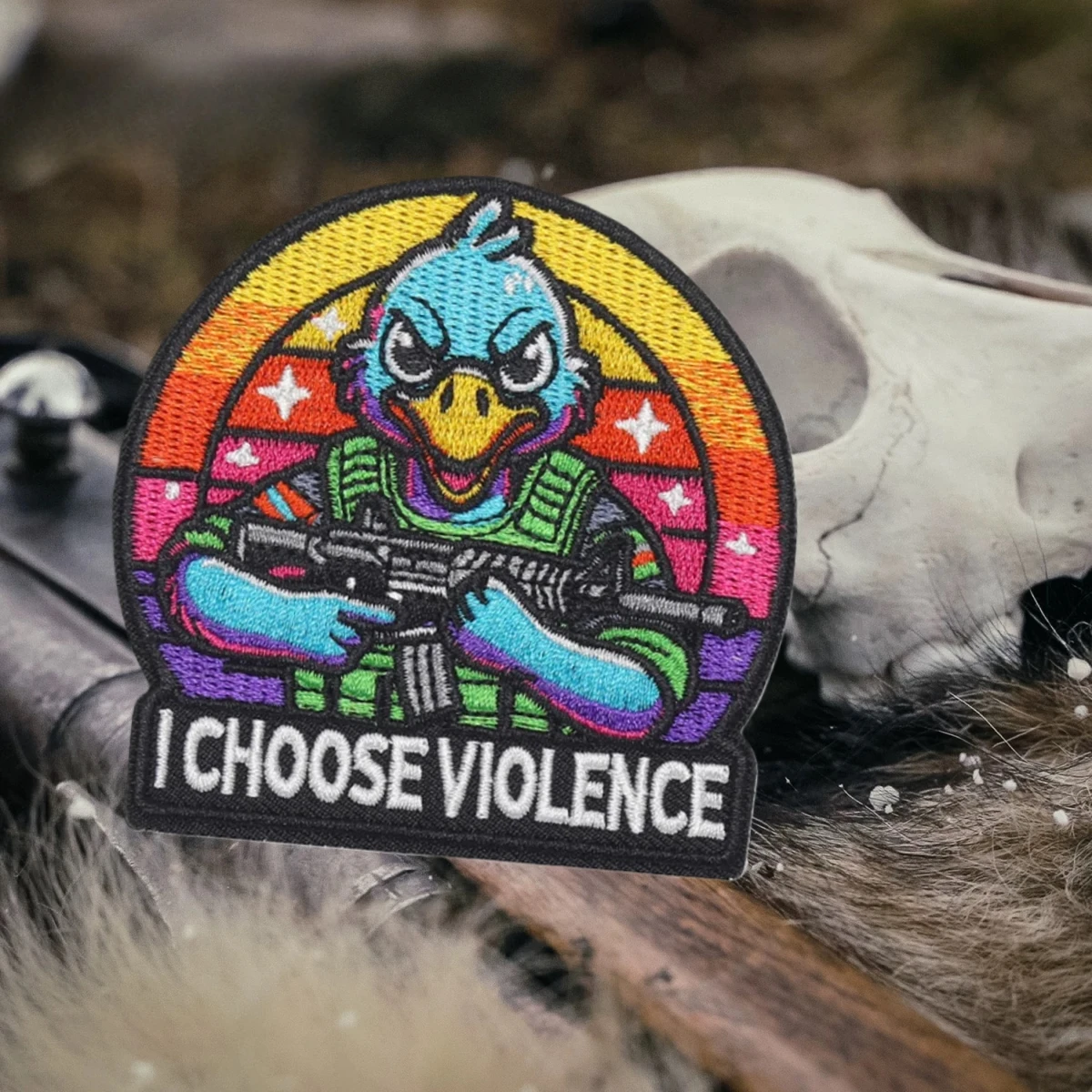 Parche con insignia de moral de pato "I CHOOSE VIOLENCE", apliques tácticos militares personalizados, gancho bordado y bucle, pegatina para mochila de ropa - imagen 4