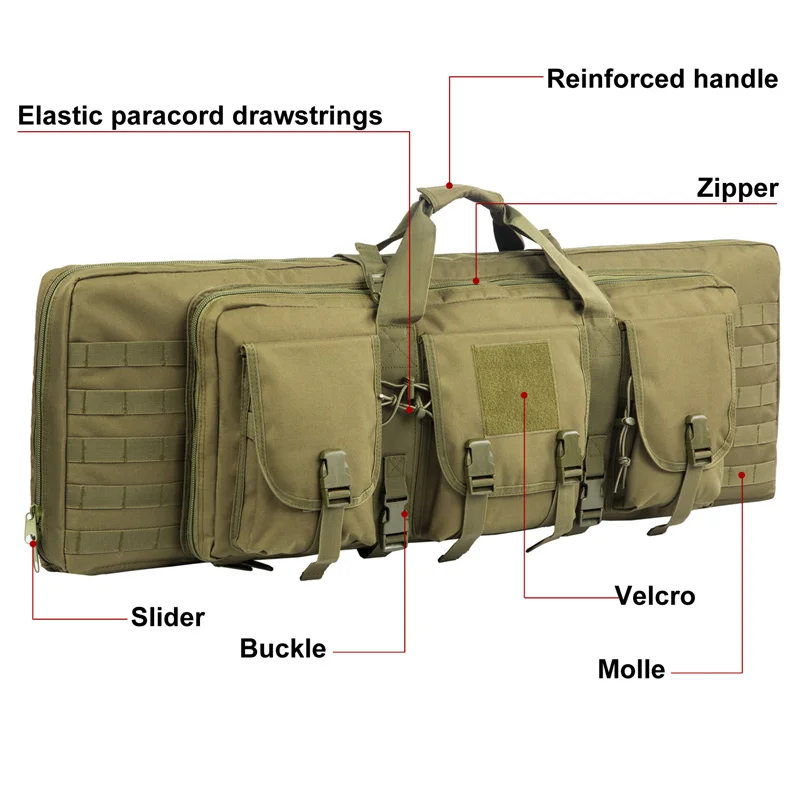 LQARMY 81 97 106 122cm bolsa táctica para pistola doble funda para Rifle Molle bolsa para Rifle Sniper Airsoft funda para pistola mochila funda para pistola de caza - imagen 4