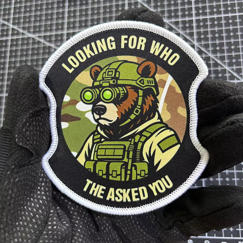 Parche táctico de oso soldado – insignia moral con velcro - imagen 5