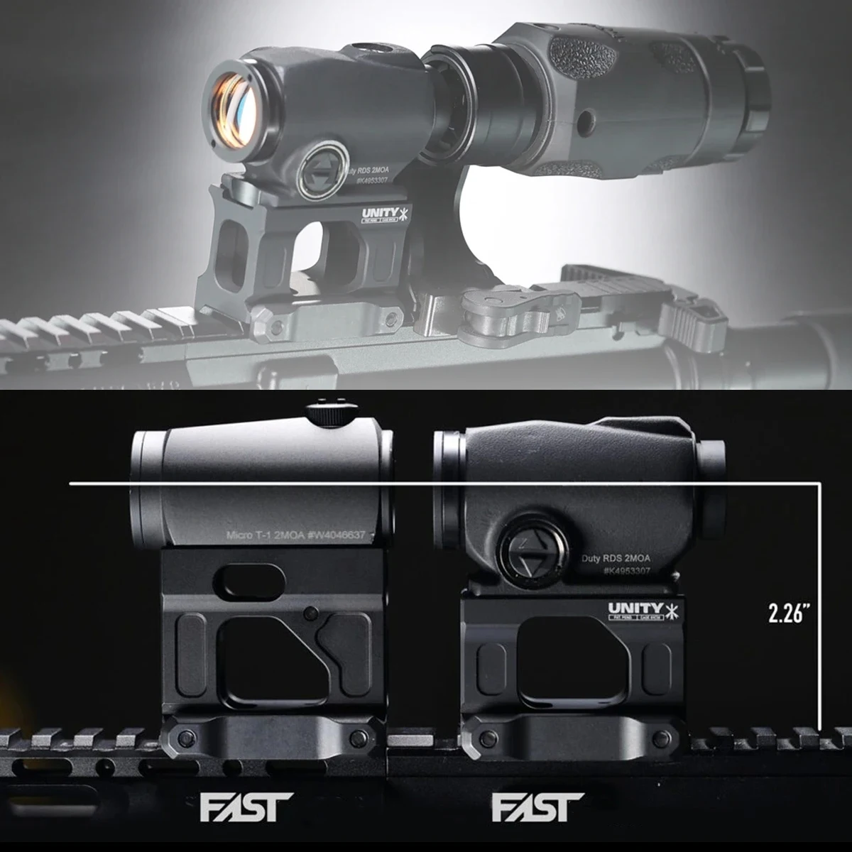 Soporte táctico rápido de la unidad para Airsoft T02, mira de punto rojo, soporte de elevación Universal de 2,26 ", soportes de caza - imagen 3