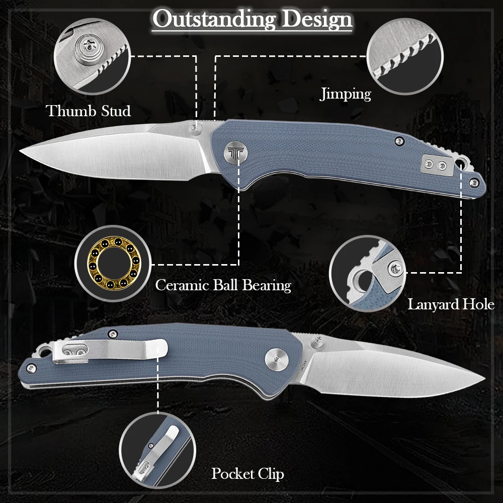 TRIVISA cuchillo EDC plegable con clip y hoja satén - imagen 2
