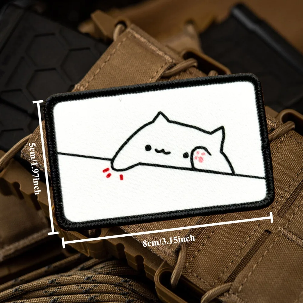 Parche táctico Bongo Fat Cat Meme Morale, parche de gancho y bucle impreso con gatos bonitos, insignia militar, brazalete, pegatinas para mochila - imagen 2