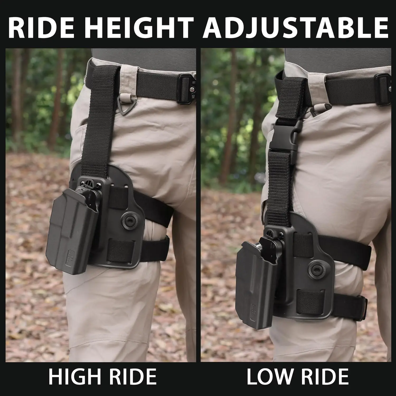 Funda de pierna caída G17 con retención de nivel II, apta para Glock 17 Gen 3-5 Glock 22/31 Gen 3-4, Glock 44/45, funda de liberación de pulgar - imagen 4