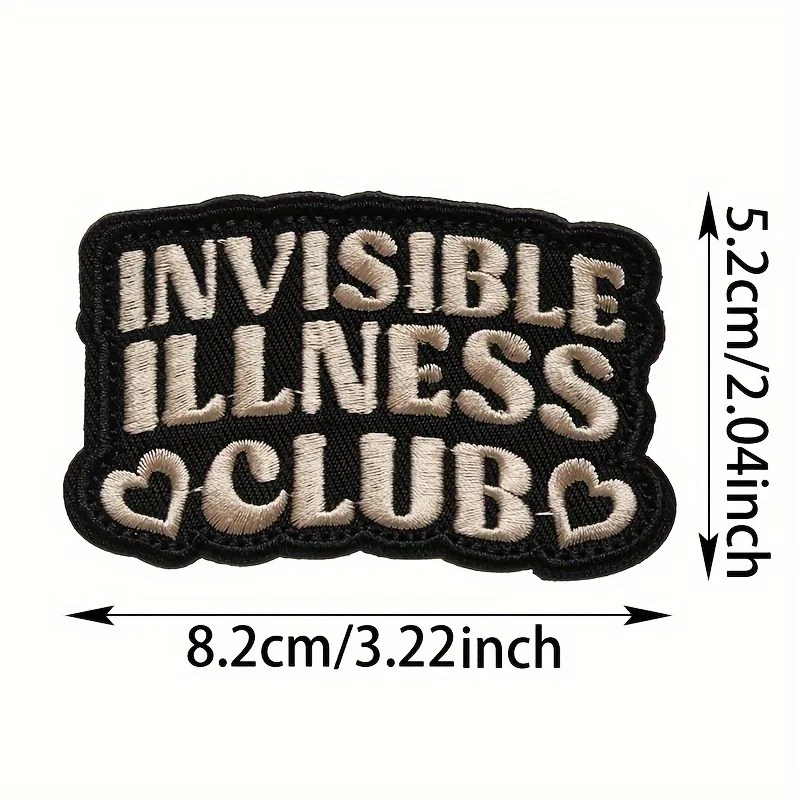 Parche bordado "Invisible Illness Club", apliques de Velcros con gancho y bucle para mochilas, chaquetas, vaqueros y sombreros, diseño único, 1 ud. - imagen 3