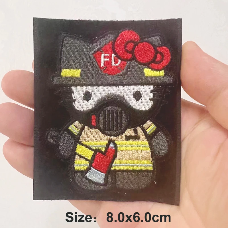 Nuevo parche de gancho y bucle bordado de Hello Kitty Marvel, mochila de Anime, insignia de moral táctica, apliques para chaqueta, pantalones vaqueros, parches para sombrero - imagen 4