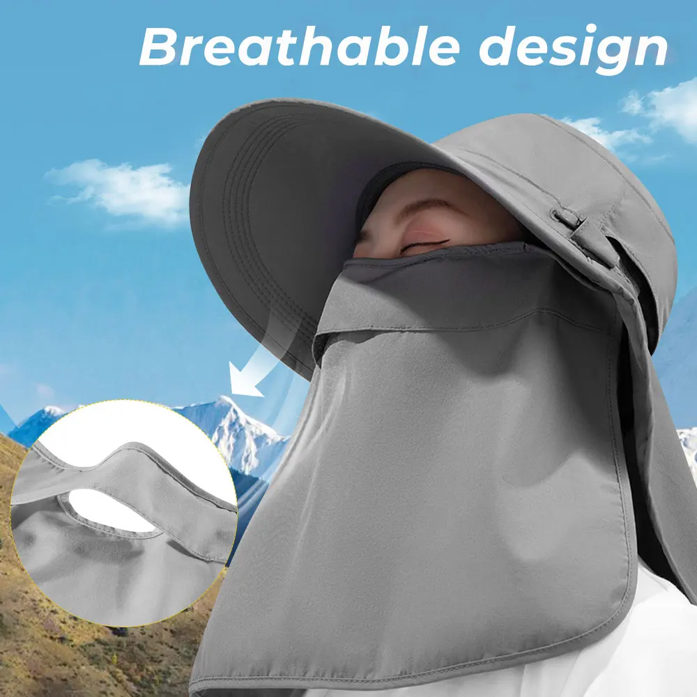 Sombreros Boonie de cubo de protección solar para hombres y mujeres, gorra de pesca a prueba de viento, transpirable, deporte, senderismo, Camping, playa, visera al aire libre, Verano - imagen 3