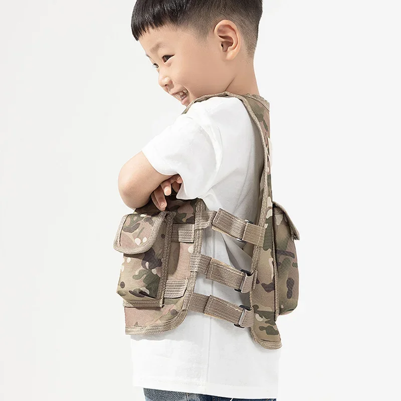 Chaleco táctico para niños, chaqueta de juego CS Airsoft de caza de camuflaje, chalecos de combate de entrenamiento militar, chaleco de francotirador Cosplay - imagen 5