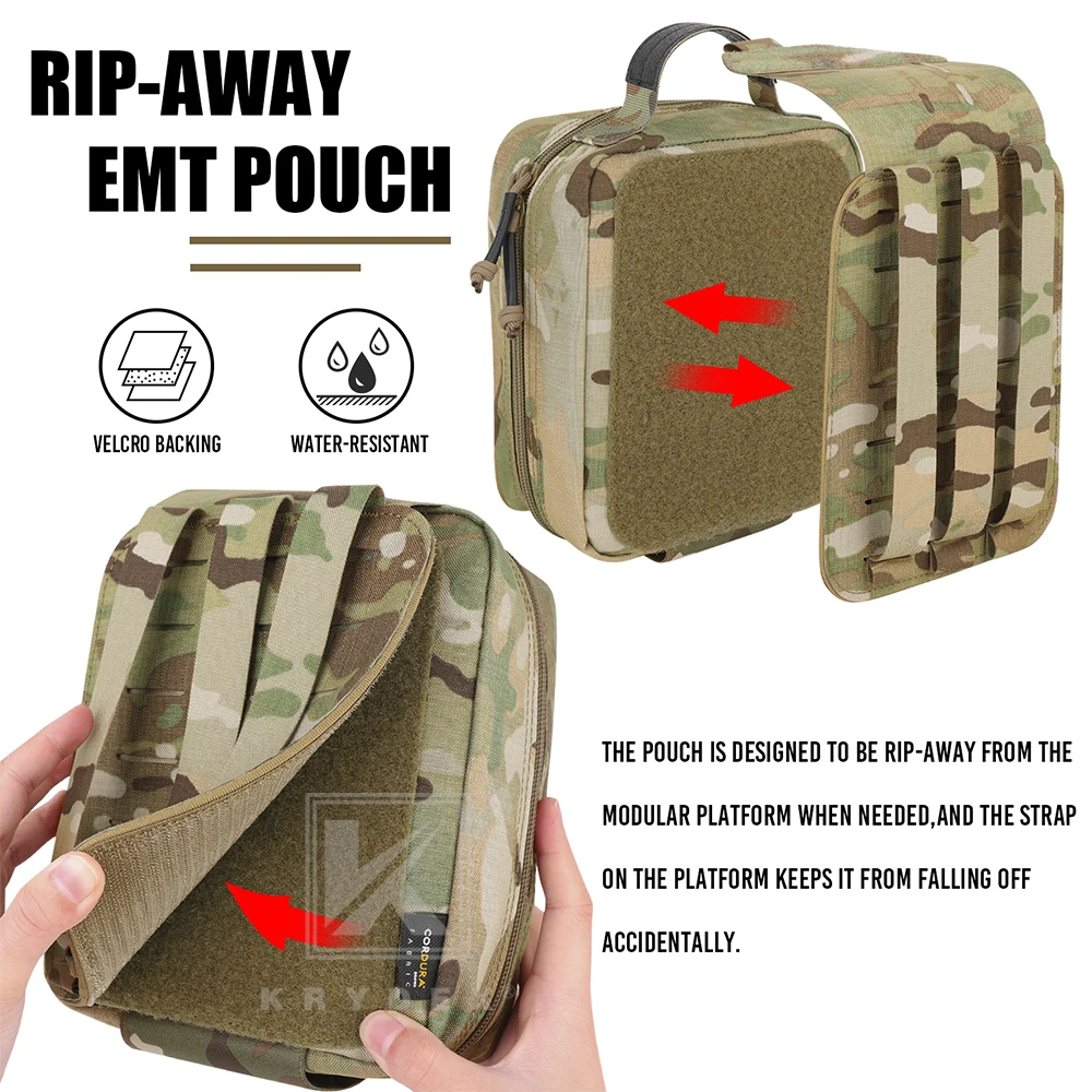 KRYDEX-bolsa médica táctica grande IFAK, paquete de rasgado, MOLLE de liberación rápida, botiquín de primeros auxilios de emergencia para exteriores, riñonera, bolsa para traumatismos - imagen 4