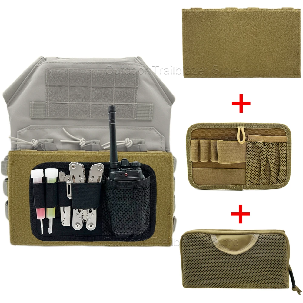 Panel táctico Molle con gancho y bucle, organizador de Panel de inserción, bolsa de malla con cremallera, conjunto para mochila, chaleco de caza, bolsa, accesorios