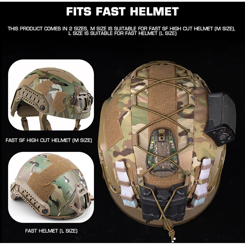 Accesorio de adiestramiento al aire libre, cubierta de 1PS, Multicam de alta velocidad con cordón elástico, cubierta de casco para hombres y mujeres para MH BJ OPPS WST FAST Core - imagen 2