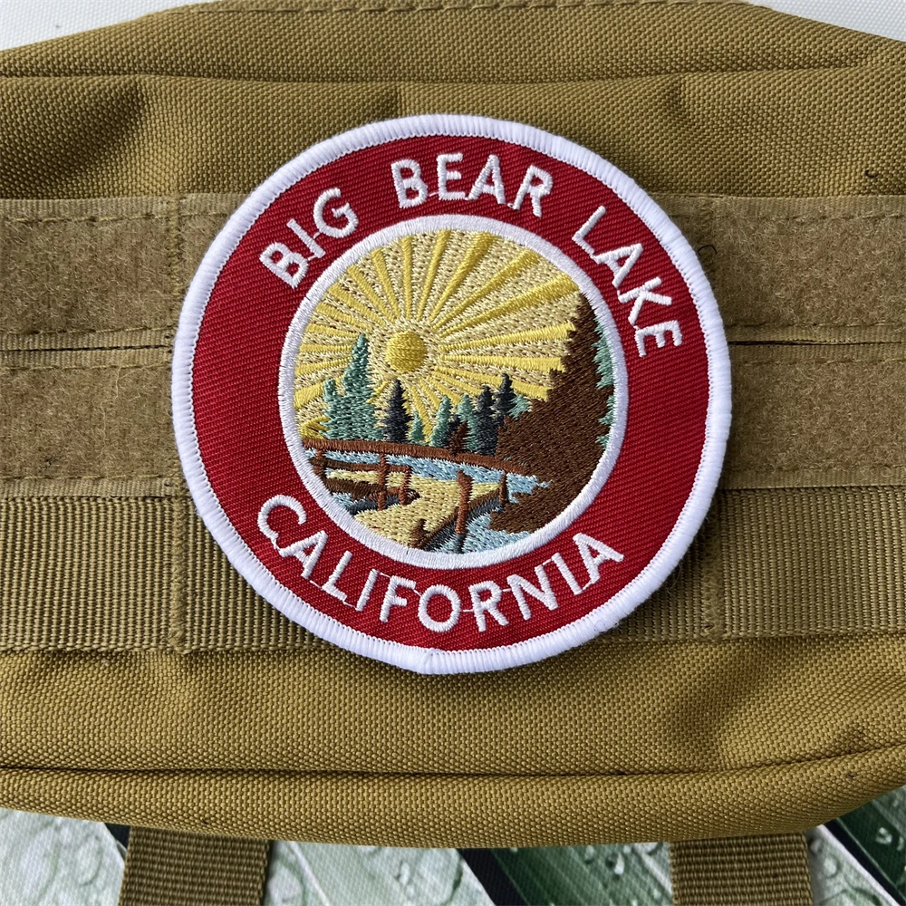 Parches tácticos de BIG BEAR LAKE CALIFORNIA, insignia militar, brazalete, mochila, gancho y bucle, pegatina bordada - imagen 4