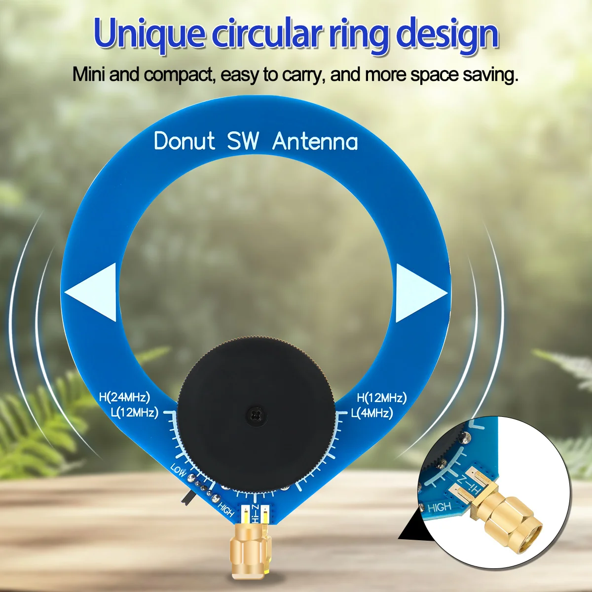 ABBREE Donut SW MW AM Mini antena Circle Loop 4MHz-24MHz 500kHz-2000kHz PIN SMA conector Ham Radio antena anillo de sintonización - imagen 3