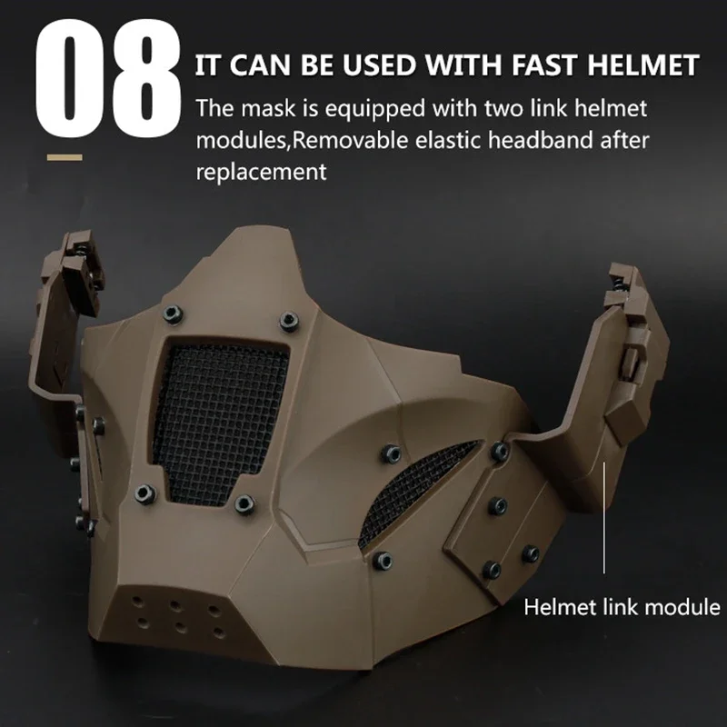 Máscara de caza de Paintball CS, máscara de media cara de combate táctico, máscara protectora de juego de guerra para casco rápido - imagen 5