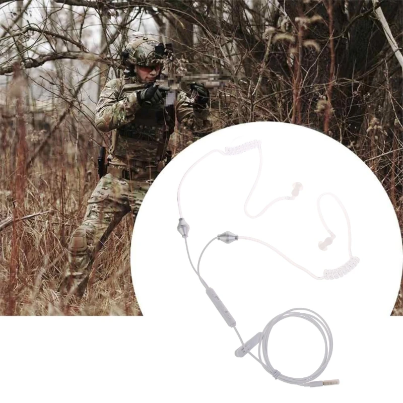 Auricular estéreo tubo con micrófono incorporado, auricular Binaural doble hélice a prueba radiación, puerto - imagen 2