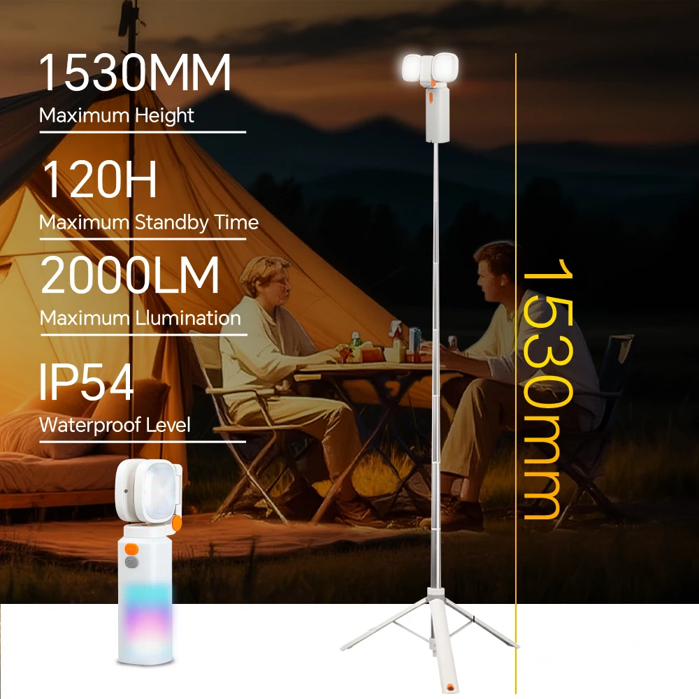 Trustfire-luces de Camping de 10000mAh, linterna telescópica con trípode, reflector de 6500K, luz de ambiente RGB, linterna de luz de relleno - imagen 2
