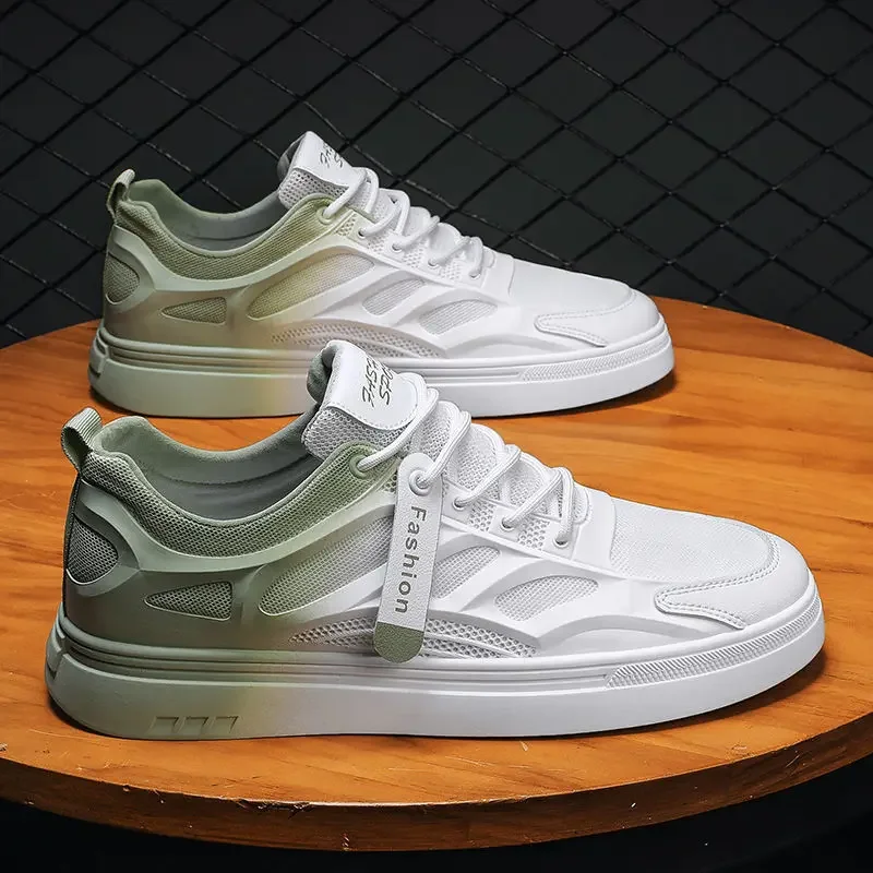 Zapatos informales a la moda para hombre, zapatillas de deporte de primavera para hombre, zapatos vulcanizados para hombre, zapatos blancos que combinan con todo, zapatos planos para hombre, zapatillas de tenis con plataforma con cordones - imagen 3