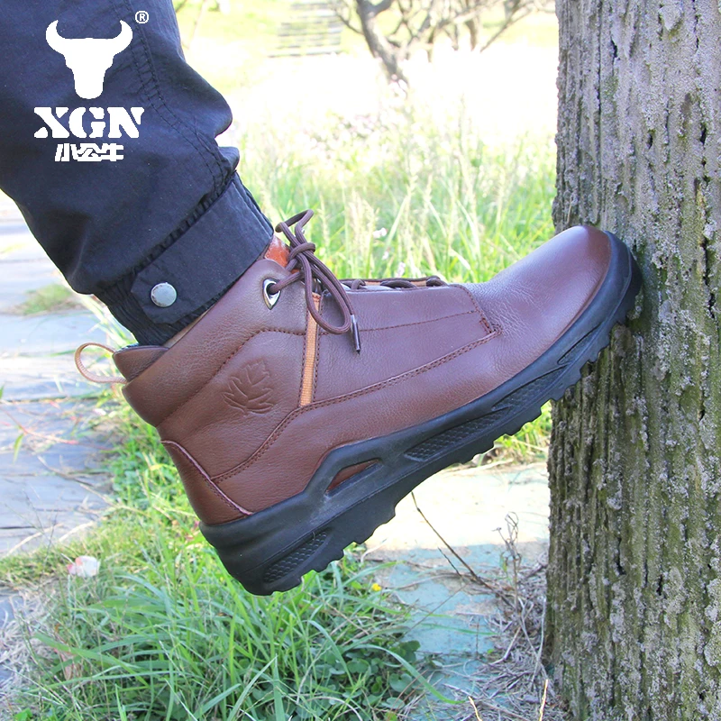 XGN-zapatos de senderismo de piel de vaca para hombre, botas de caza impermeables, zapatillas antideslizantes para caminar, botas tácticas de viaje de combate en el desierto - imagen 5