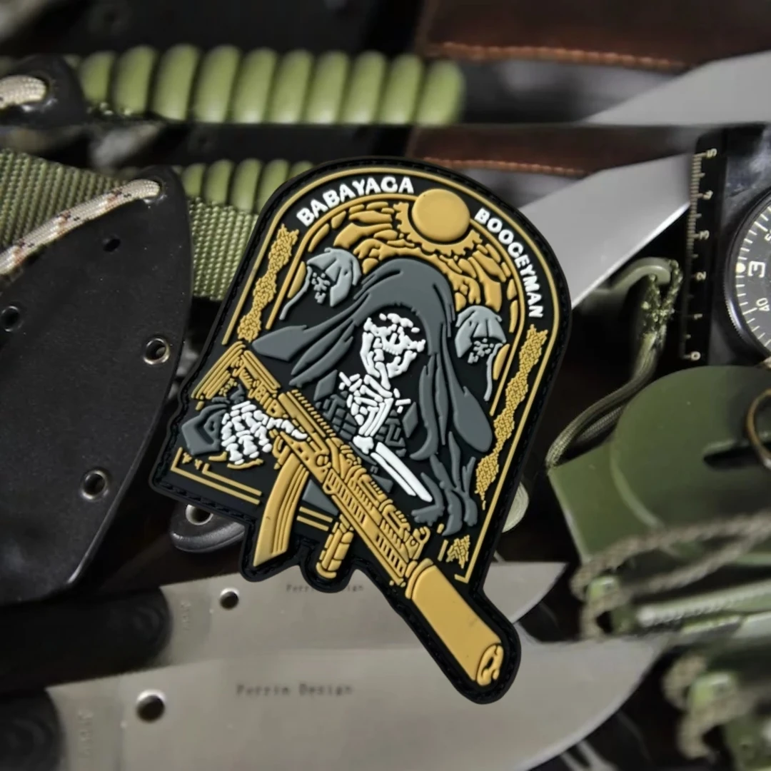 Parches de gancho y bucle de PVC 3D "BOOGEYMAN BABAYACA" para ropa, emblema de moral táctico, pegatina para mochila del ejército militar