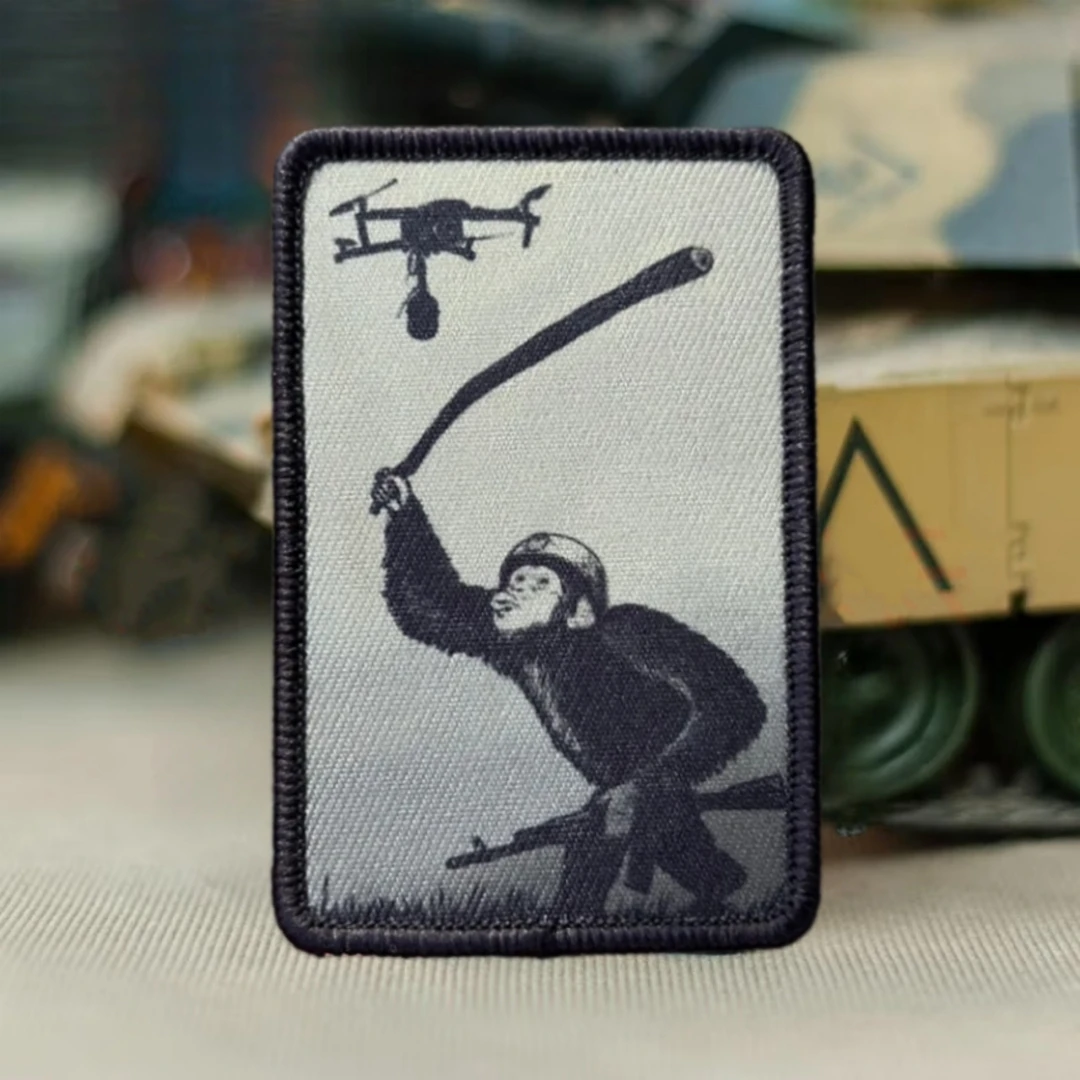 Parches tácticos de moral de Dron de ataque orangután "Evolution", brazalete del ejército militar, mochila, pegatina decorativa con gancho impreso - imagen 5