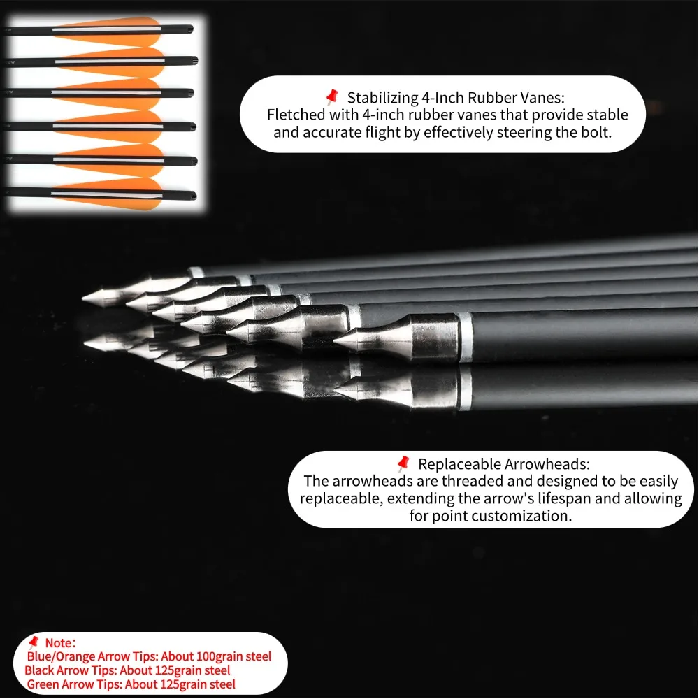 16/17/18/20/21/22 ''balón manchas tiro con arco 6/12 Uds caza flecha de carbono OD 8,8mm ballesta tiro al aire libre objetivo flecha de carbono - imagen 3