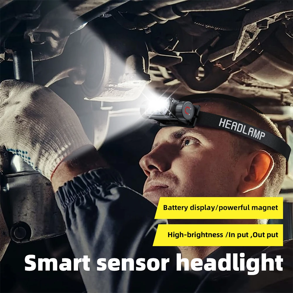 Faros de luz fuerte de inducción inteligente XHP50 para exteriores, linterna de pesca USB, luces magnéticas multifuncionales, nuevo - imagen 5