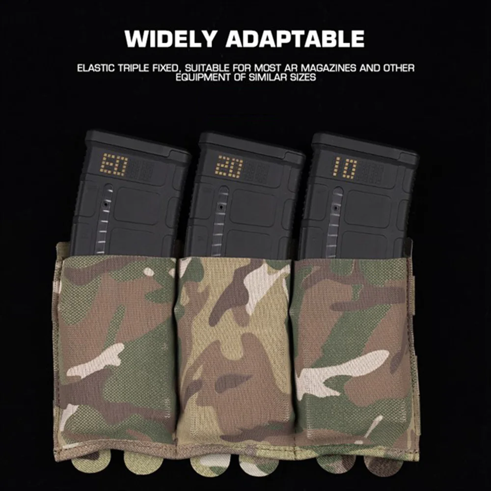 Bolsa táctica para Mag 5,56/7,62, bolsa elástica Triple Mag, bolsa de almacenamiento MOLLE de extracción rápida - imagen 3
