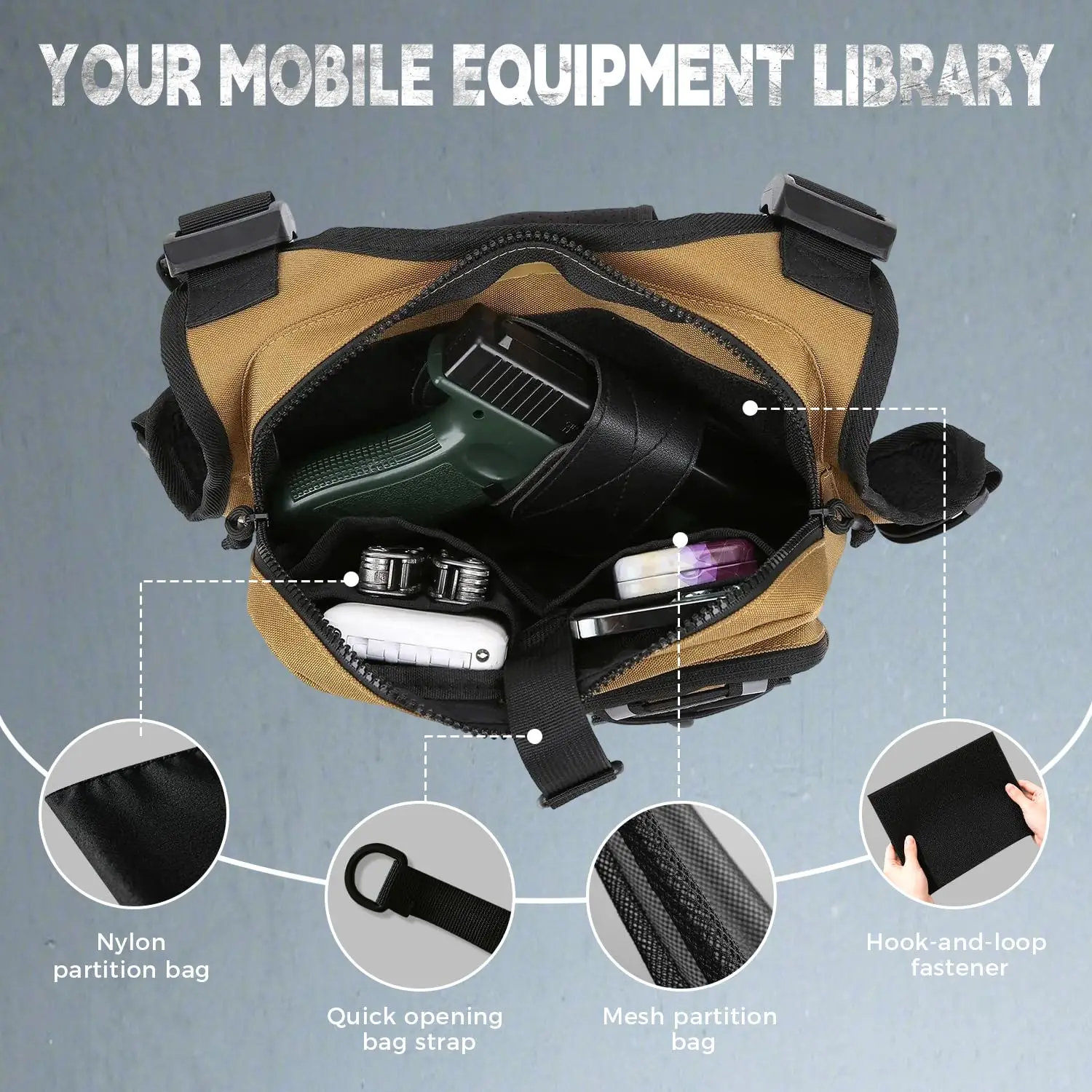 AQzxdc Bolsa de pecho para deportes al aire libre para hombres, funda para chaleco en el pecho que se adapta a la mayoría de las pistolas, paquete de pecho de viaje EDC para correr, senderismo - imagen 4