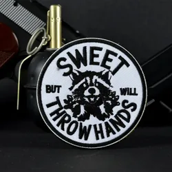 Parche táctico de mapache dulce, bonitos parches bordados con gancho y bucle, insignia de moral, brazalete del ejército militar, pegatinas para mochila