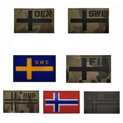 Parche de identificación nocturna IR de Noruega nórdica, Dinamarca, Finlandia, Suecia, parches tácticos bordados para exteriores, capítulo moral