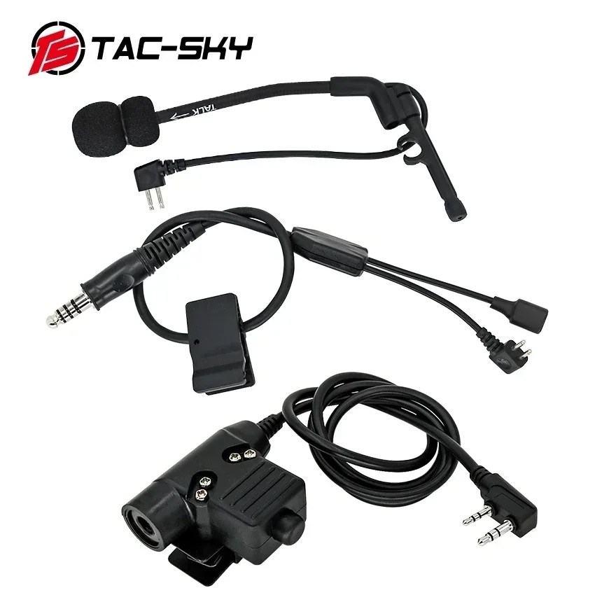 Kit de línea Y TAC-SKY, compatible con micrófonos U94 PTT y Comta para auriculares COMTA de caza al aire libre - imagen 3